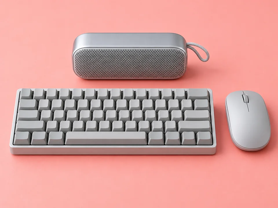 Keyboards, mice, and practical desktop peripherals.