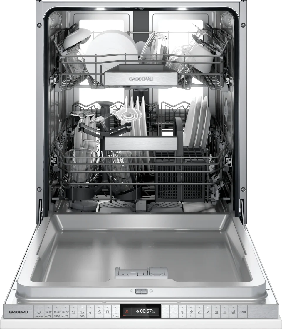 A 60 cm fully integrated dishwasher from the Gaggenau 400 series.